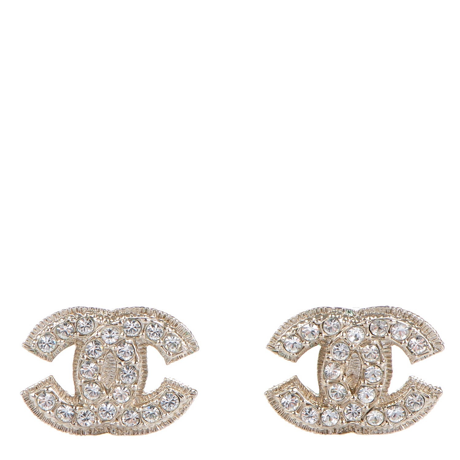 Chanel Crystal CC Clip On Earrings Silver 1 of 4