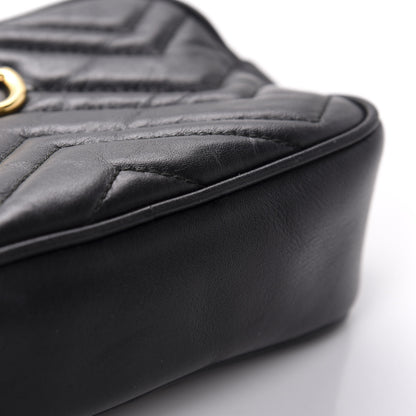 Gucci Calfskin Matelasse Mini GG Marmont Chain Shoulder Bag Black 8 of 14
