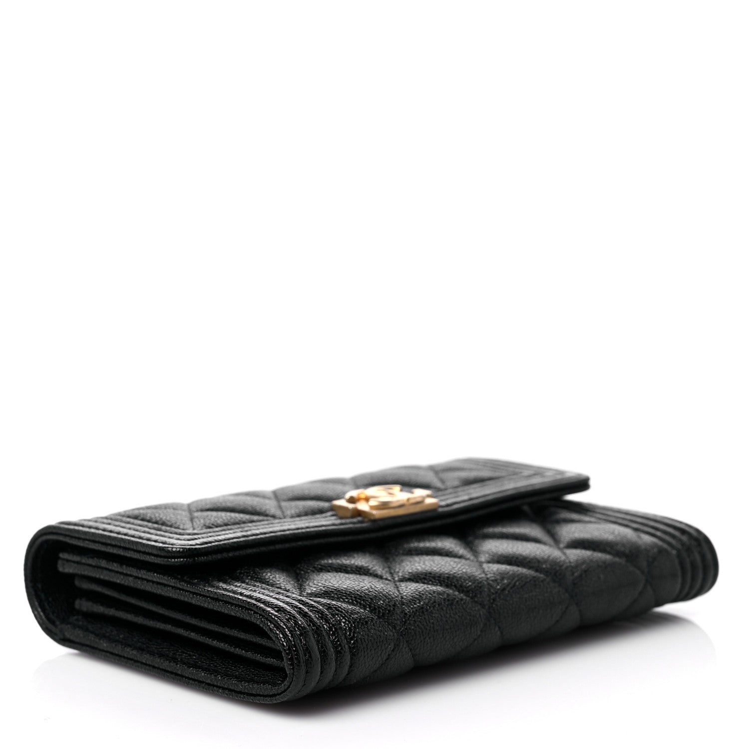 Chanel Caviar Quilted Medium Boy Flap Wallet Black 4 of 10