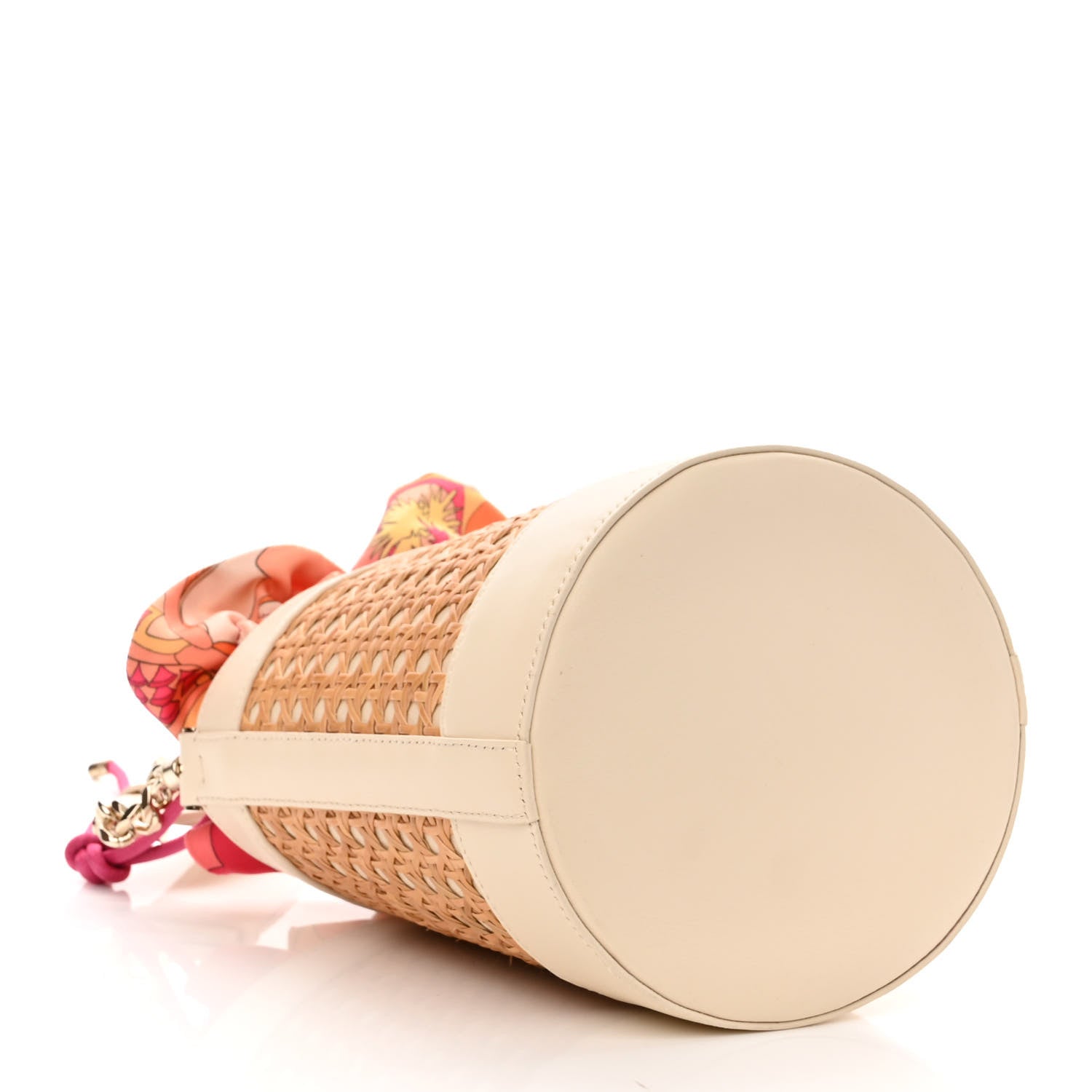 Bulgari Vienna Straw Calfskin Satin Medium Serpenti Forever Bucket Bag Ivory Opal Beetroot Spinel Fuchsia 4 of 10