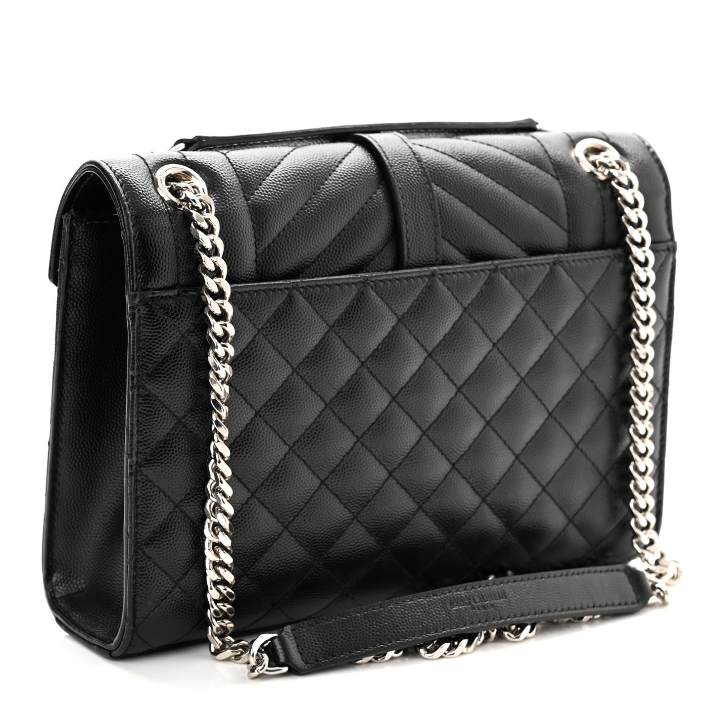 Grain De Poudre Textured Mixed Matelasse Triquilt Medium Monogram Satchel Black