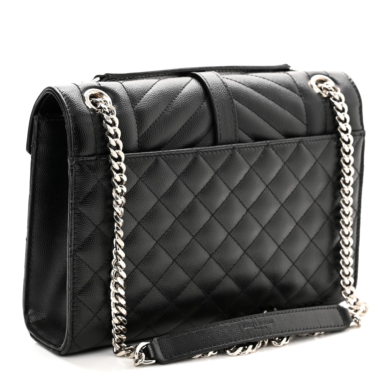 Saint Laurent Grain De Poudre Textured Mixed Matelasse Triquilt Medium Monogram Satchel Black 3 of 12