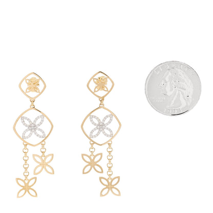 John Hardy 18K Yellow Gold Diamond Batu Kawung Chandelier Drop Earrings 2 of 5