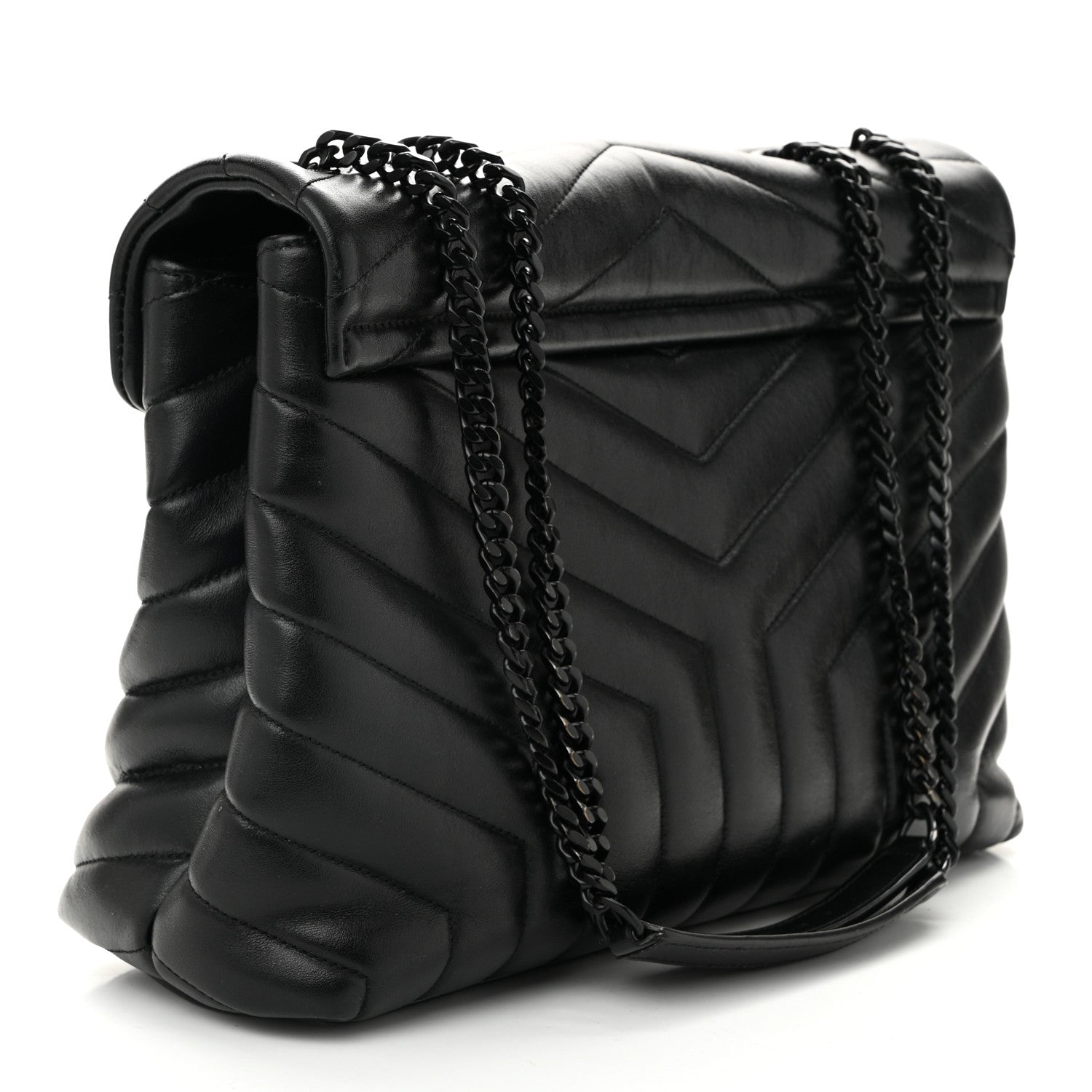Saint Laurent Calfskin Y Quilted Monogram Monochrome Medium Loulou Chain Satchel Black 3 of 10