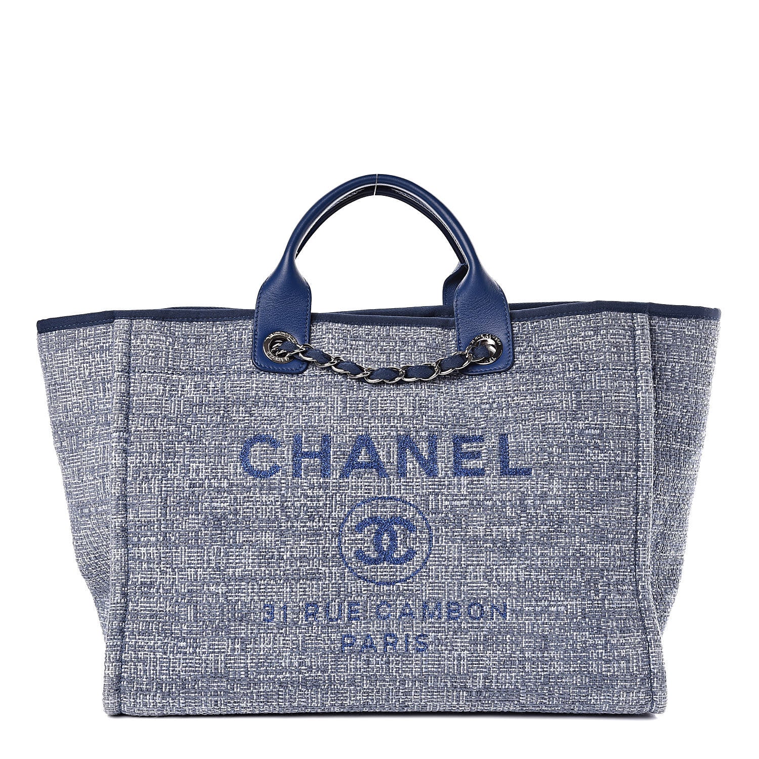 Chanel Canvas Large Deauville Tote Blue 1 of 12