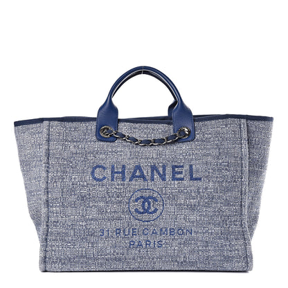 Chanel Canvas Large Deauville Tote Blue 1 of 12