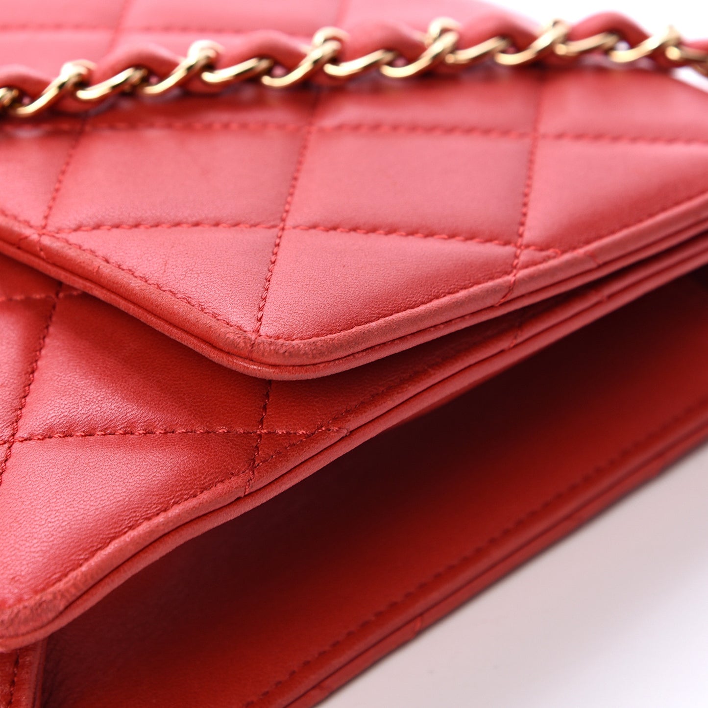 Lambskin Quilted Large Golden Class Flap Red