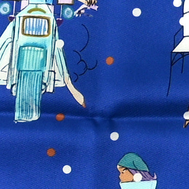 Hermes Silk Ex-Libris les Parisiennes Scarf 70 Bleu Royal Rouge Ciel 6 of 6