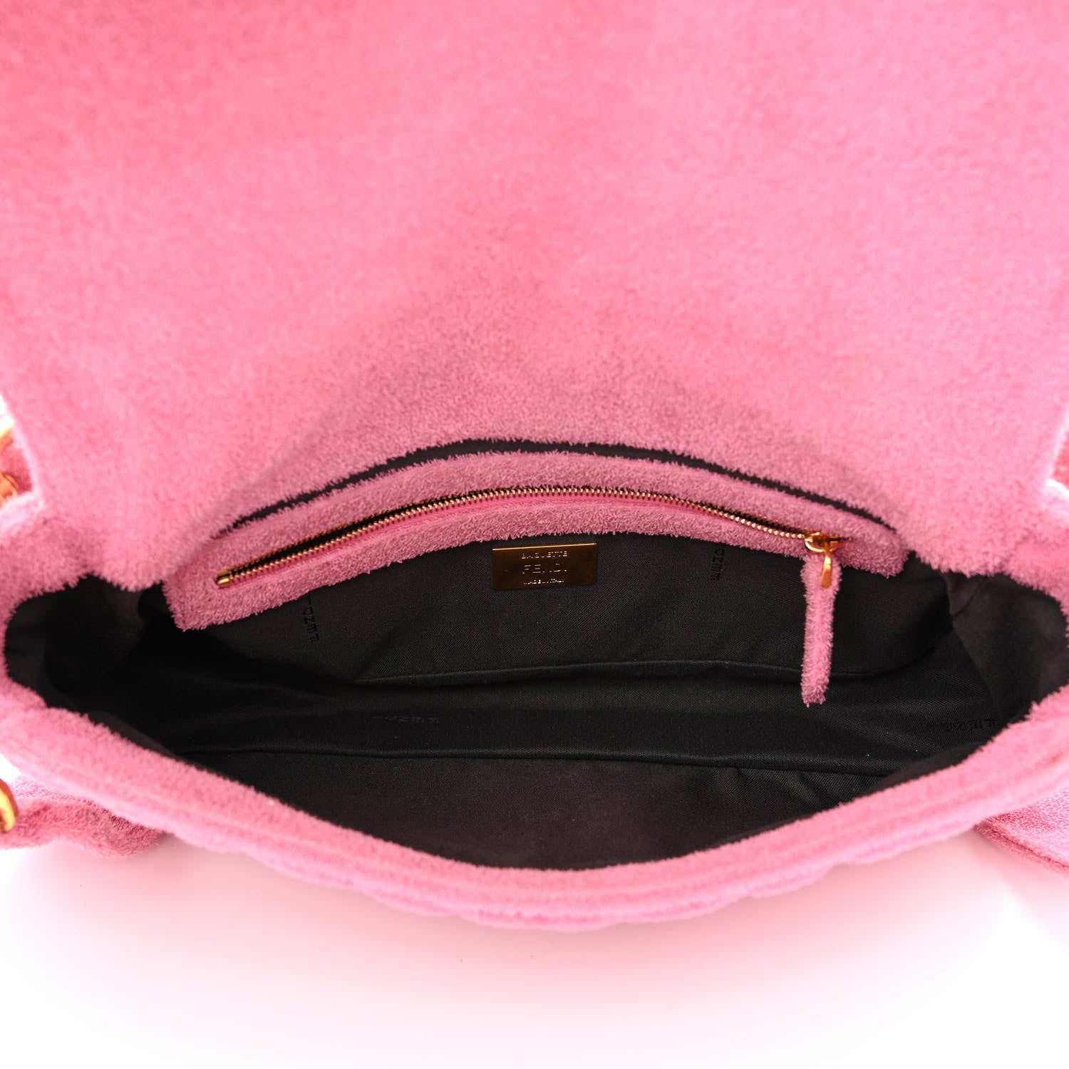 Fendi Terry Cloth Vitello Century Matte FF 1974 Embossed Baguette Lollypop 5 of 13
