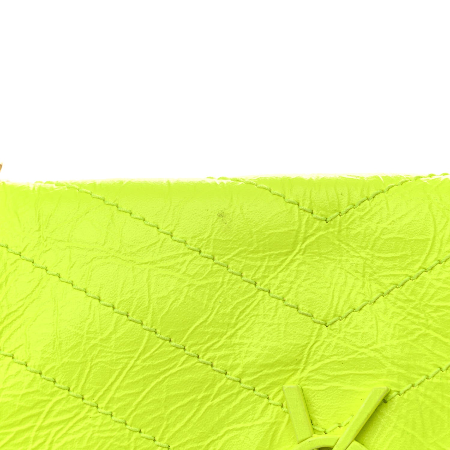 Saint Laurent Crinkled Calfskin Matelasse Monogram Medium Niki Chain Satchel Neon Yellow 13 of 13