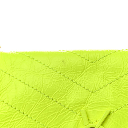 Saint Laurent Crinkled Calfskin Matelasse Monogram Medium Niki Chain Satchel Neon Yellow 13 of 13