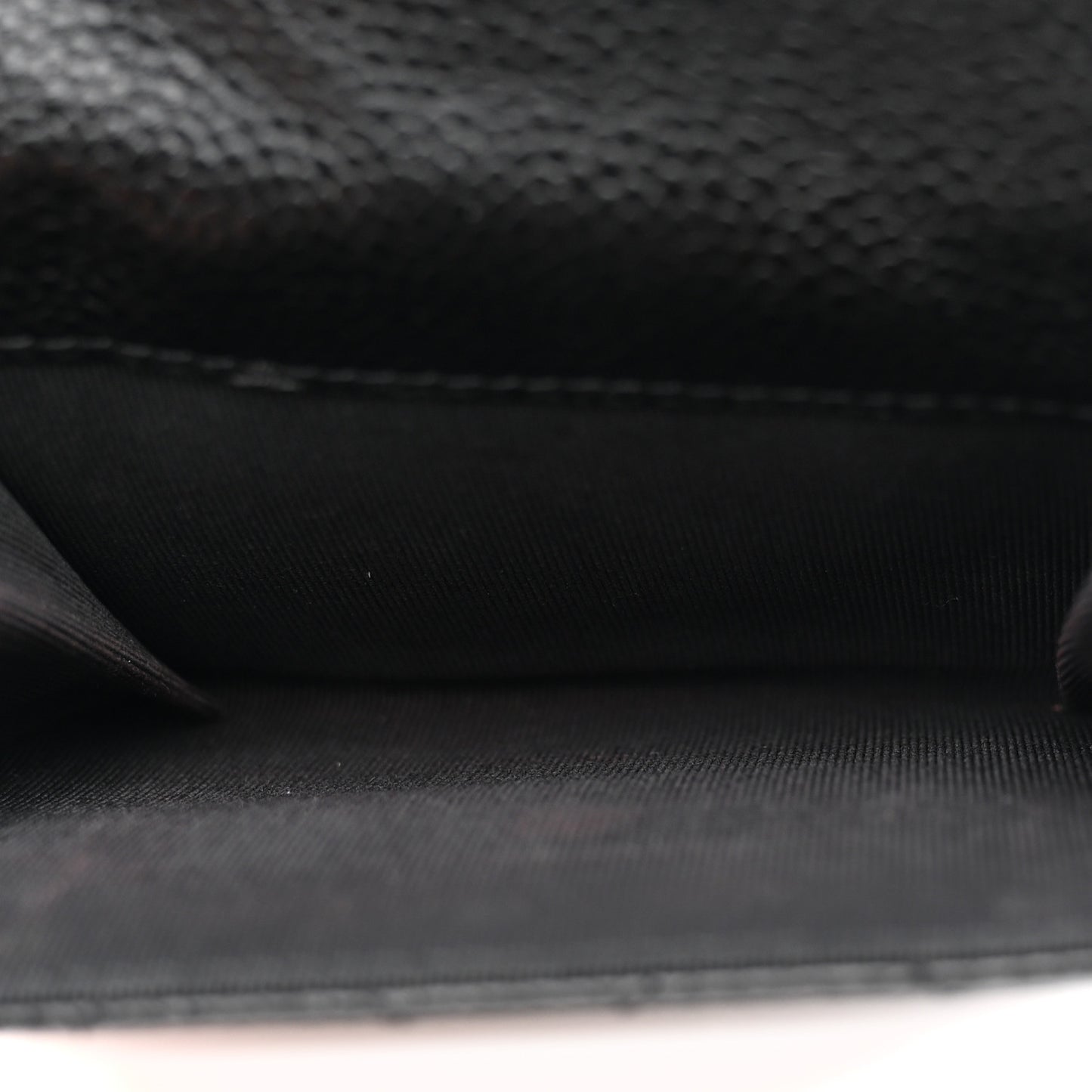 Caviar Quilted Compact French Flap Wallet Black