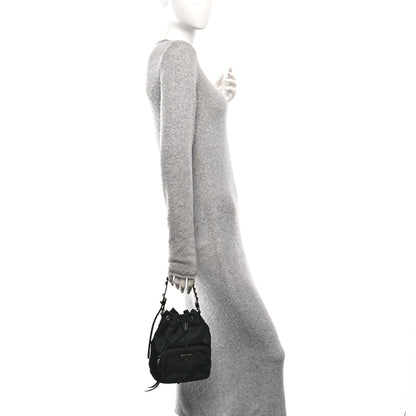 Prada Tessuto Nylon Studded New Vela Mini Bucket Crossbody Bag Black 2 of 13