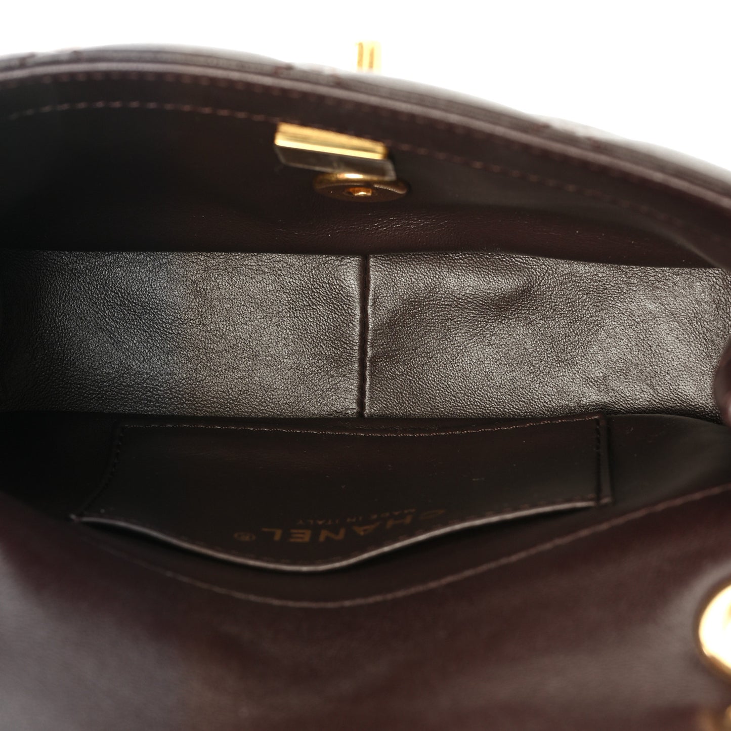 Lambskin Wenge Quilted Mini Fashion Wood Square Flap Brown