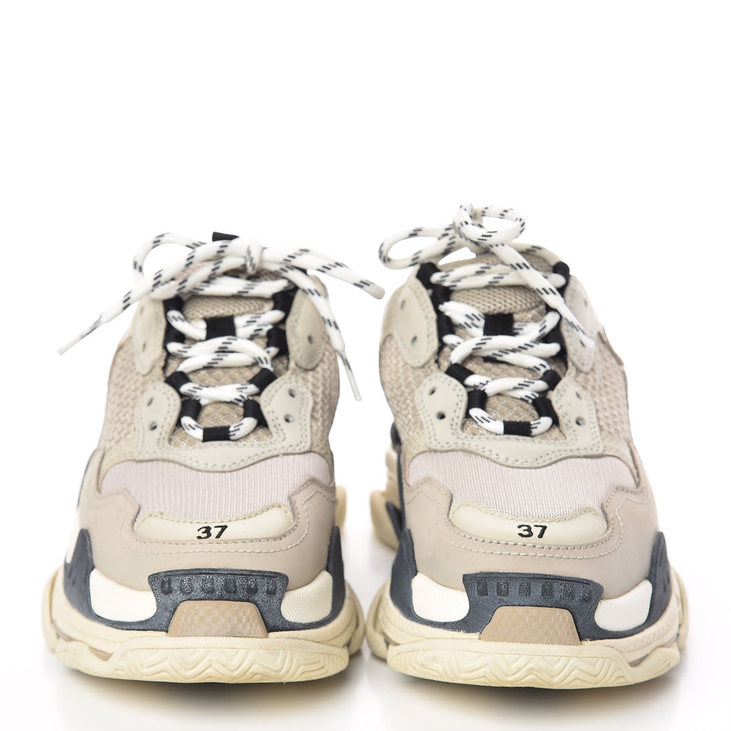 Balenciaga Fabric Mesh Womens Triple S Sneakers 37 Beige Black 2 of 10