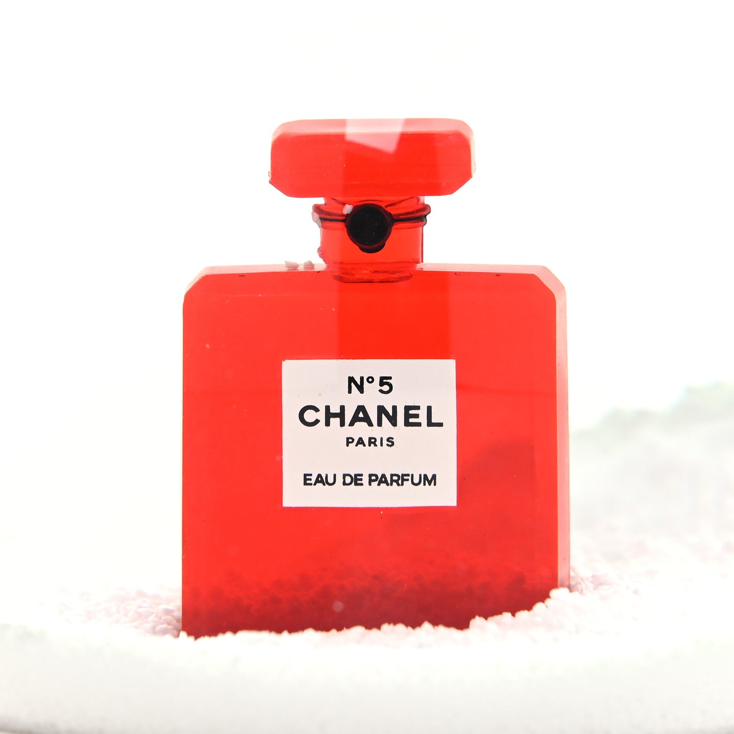 Glass N°5 Perfume Bottle Snow Globe White