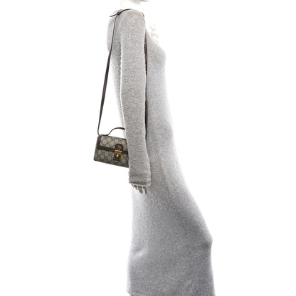 Gucci GG Supreme Monogram Calfskin Mini Ophidia Top Handle Bag Beige Ebony New Acero 2 of 15