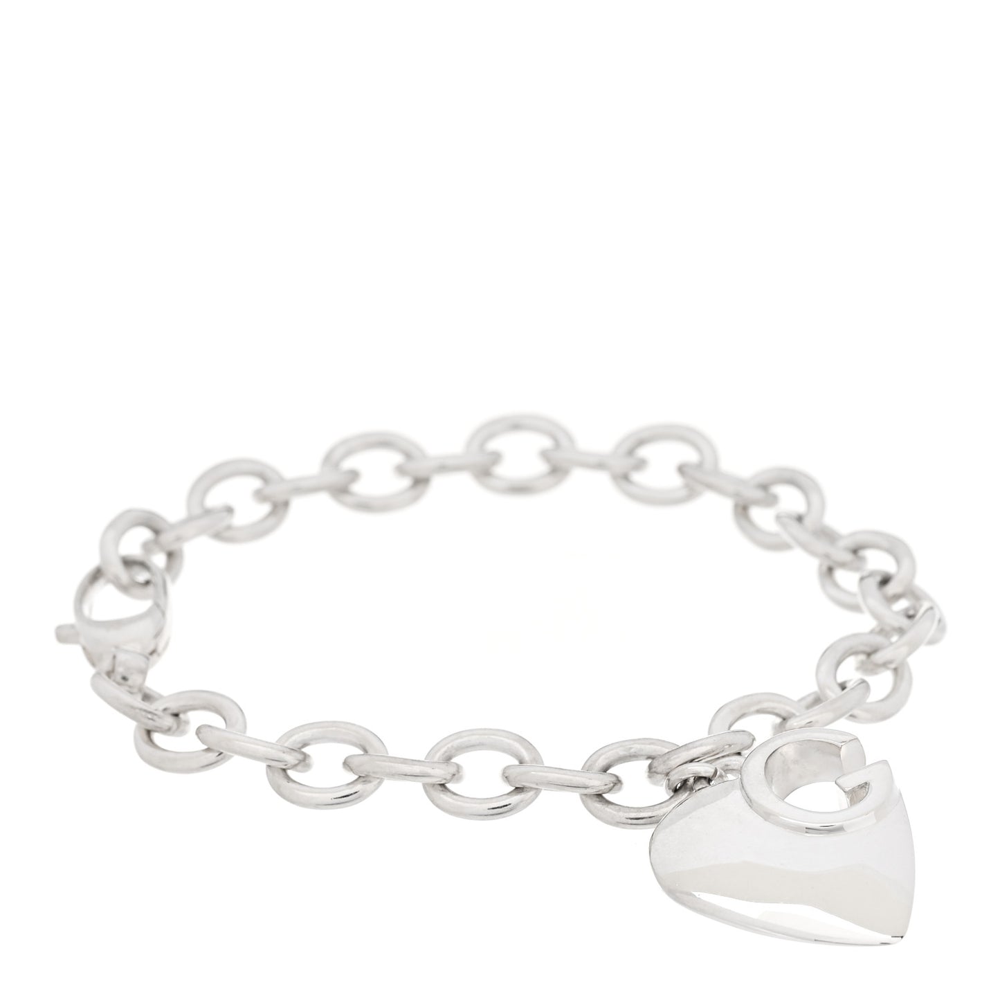 Sterling Silver G Heart Charm Link Bracelet