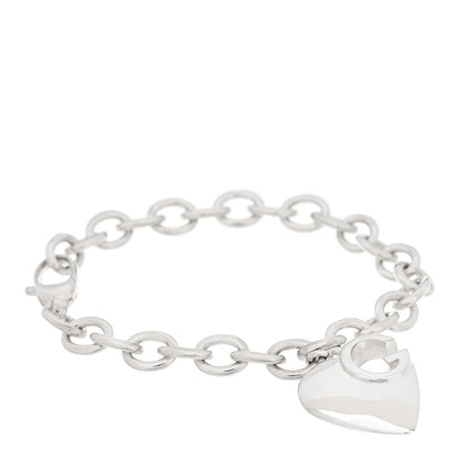 Gucci Sterling Silver G Heart Charm Link Bracelet 1 of 6