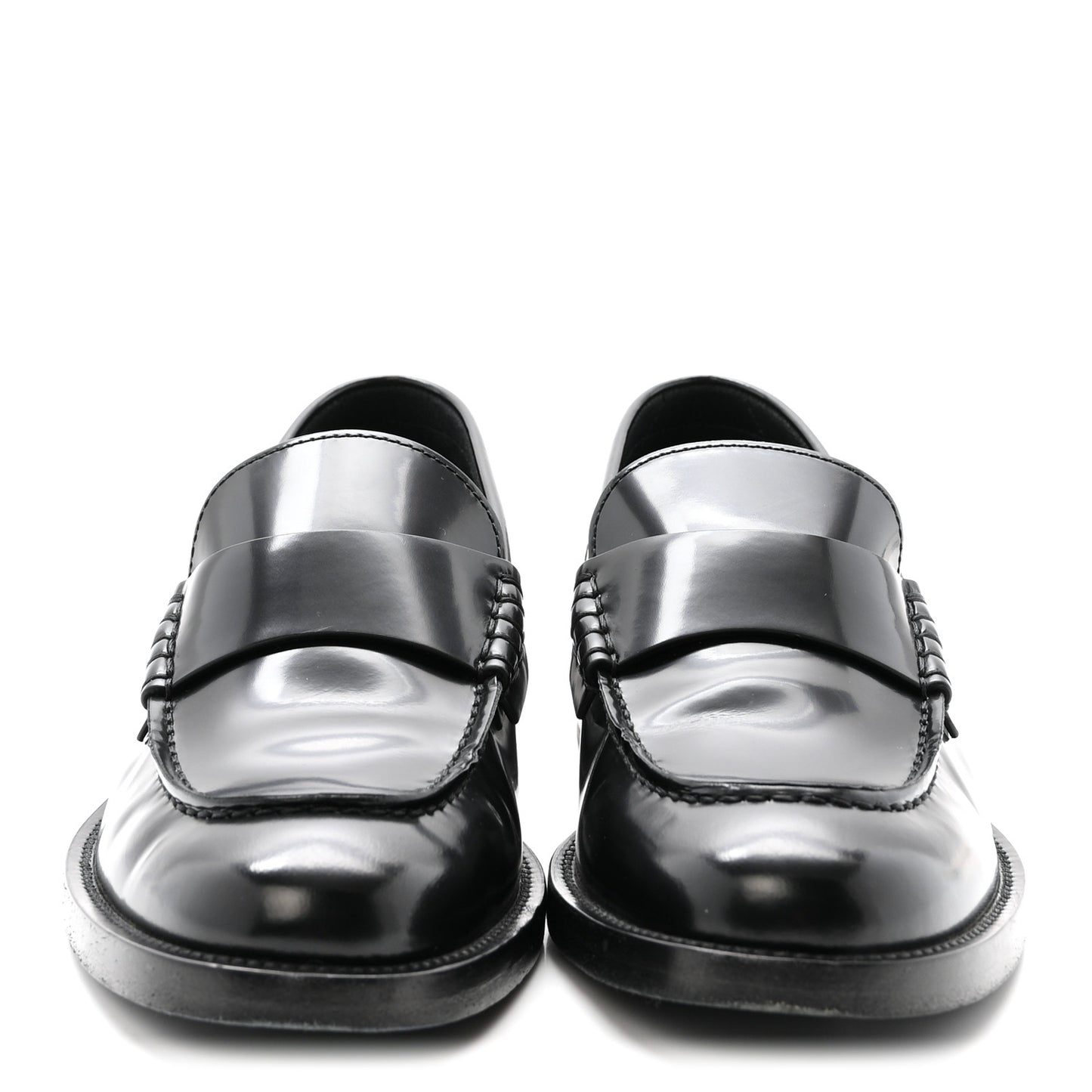 Shiny Calfskin Logo Loafers 37.5 Black
