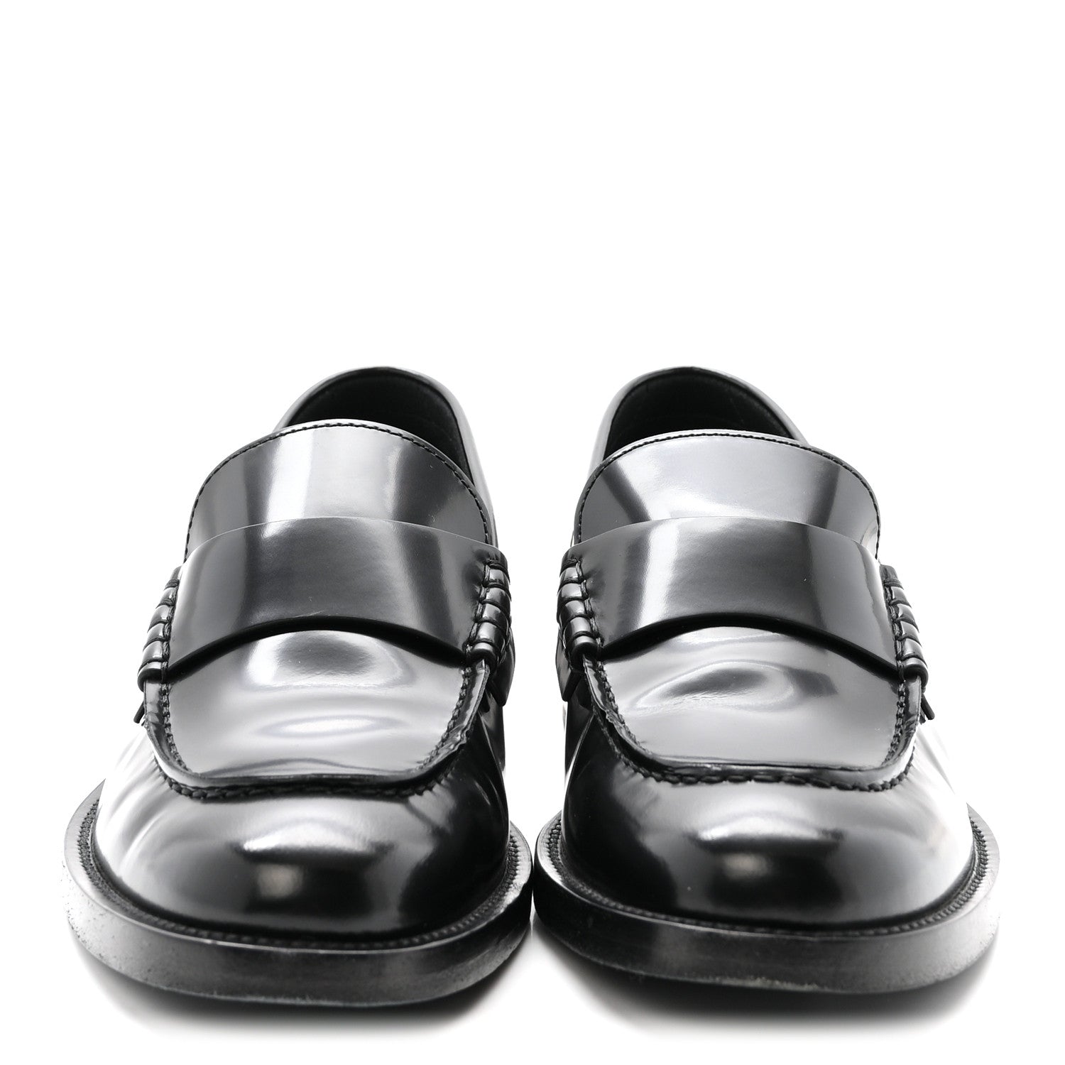 Chanel Shiny Calfskin Logo Loafers 37.5 Black 3 of 9