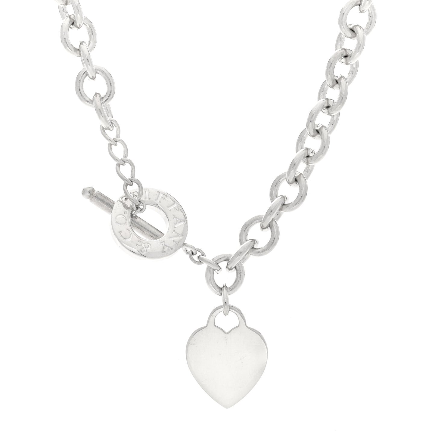 Sterling Silver Heart Tag Toggle Necklace
