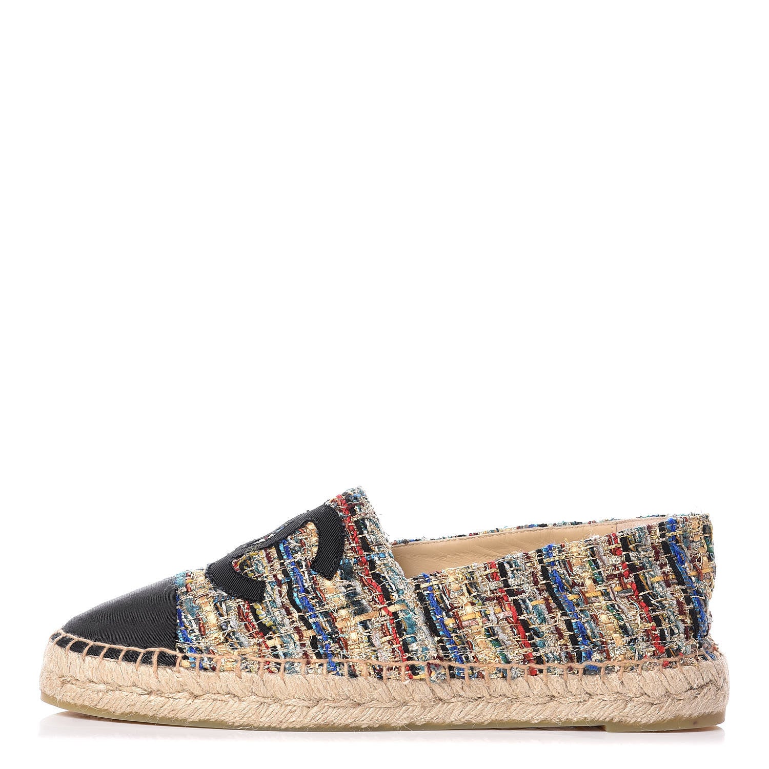 Chanel Tweed Grosgrain CC Espadrilles 41 Multicolor Black 1 of 11