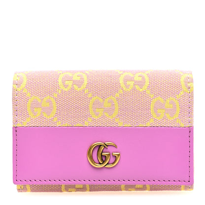 Gucci Moire Calfskin Monogram Bi-Fold Card Case Lilac Yellow 1 of 7