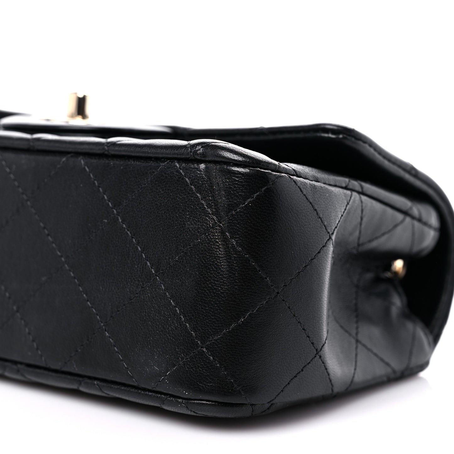 Lambskin Quilted Mini Rectangular Flap Black