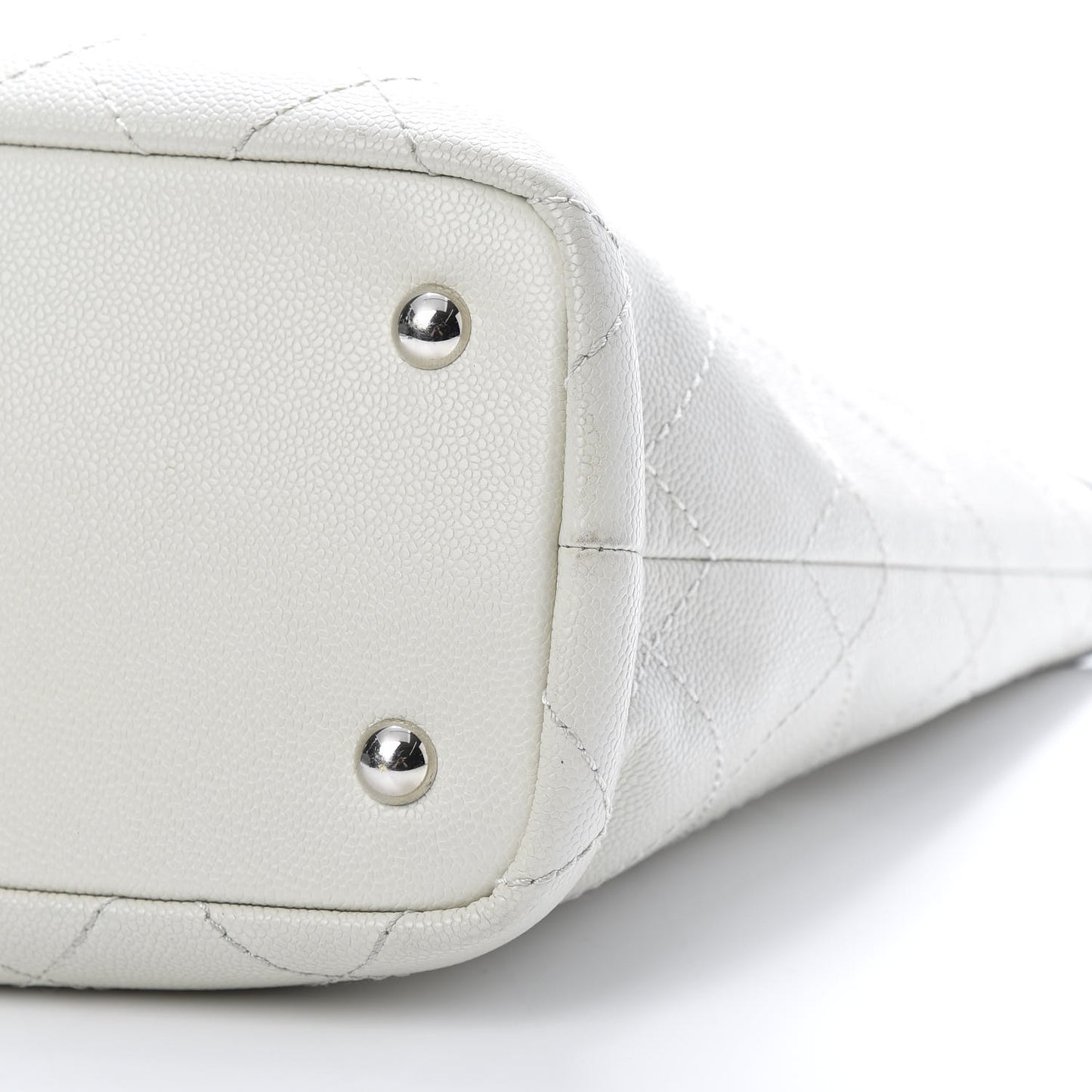 Grained Calfskin Shopping Fever Tote White