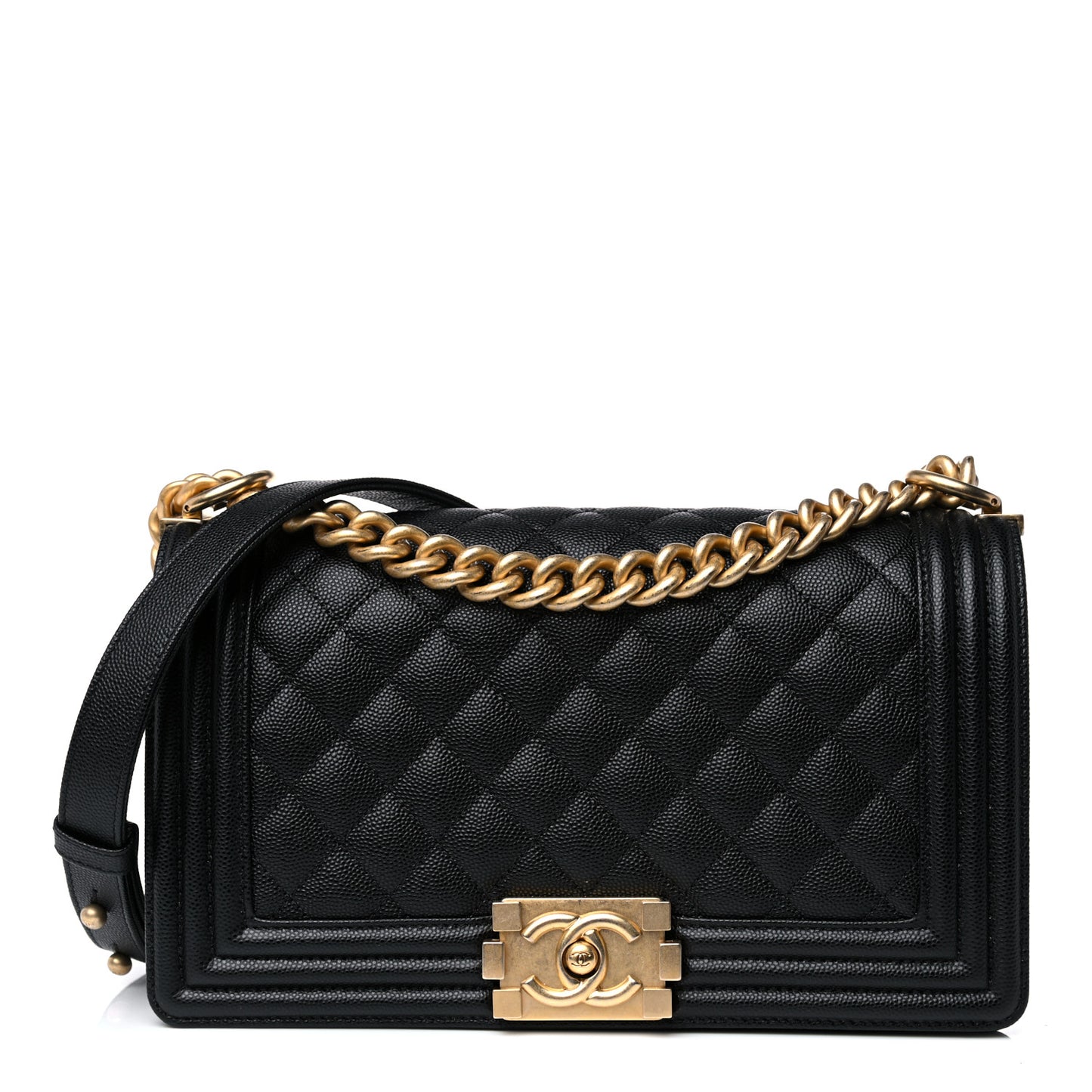 Caviar Quilted Medium Boy Flap Black