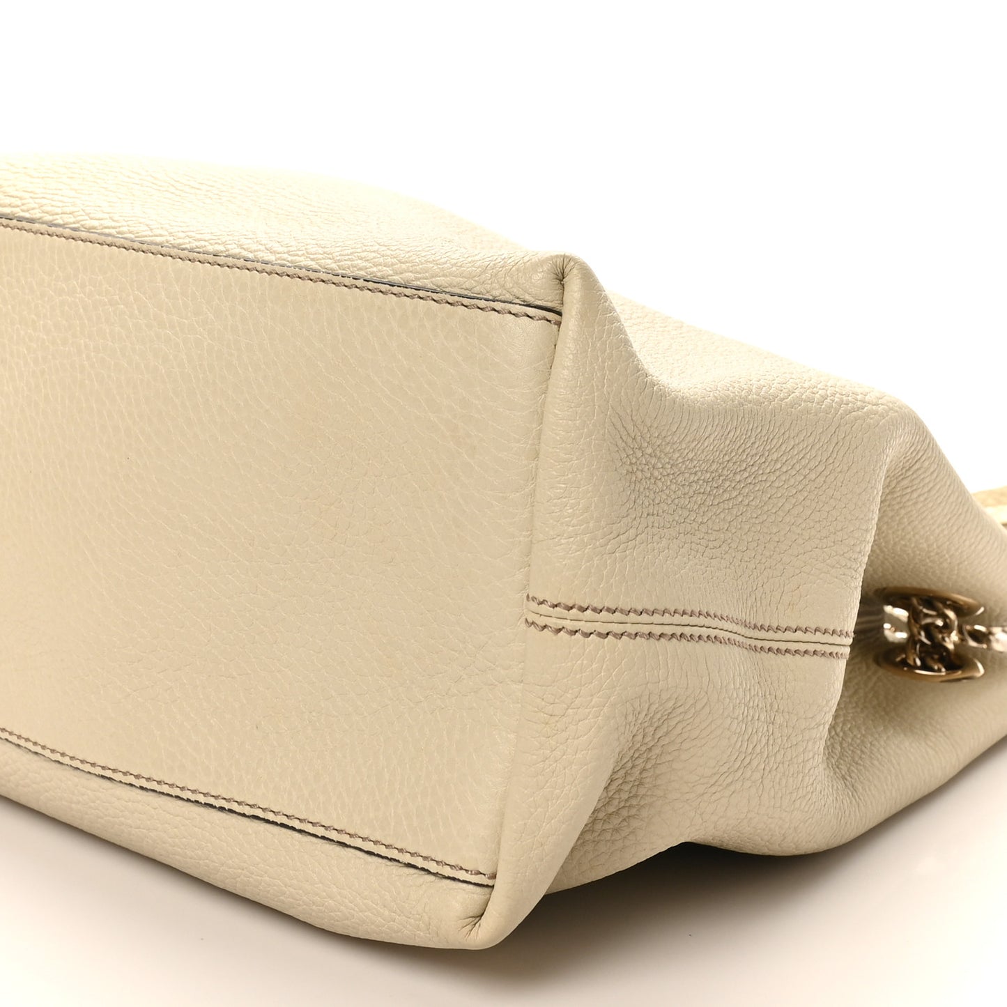 Pebbled Calfskin Medium Soho Chain Shoulder Bag Off White