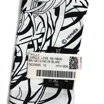 Hermes Silk Jungle Love Rainbow Twilly Gris Black White 3 of 3