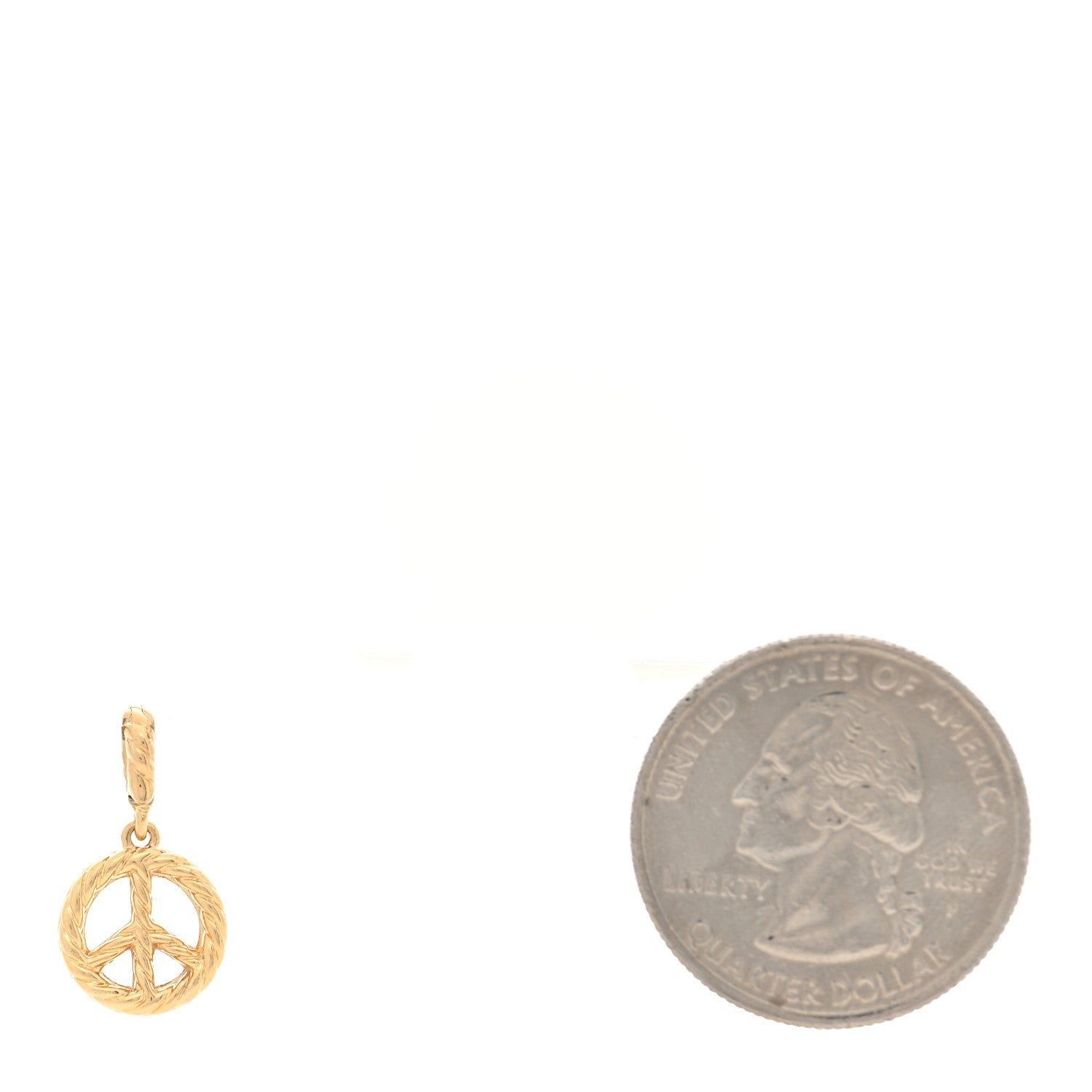 David Yurman 18K Yellow Gold Diamond Cable Collectibles Peace Sign Pendant 2 of 4
