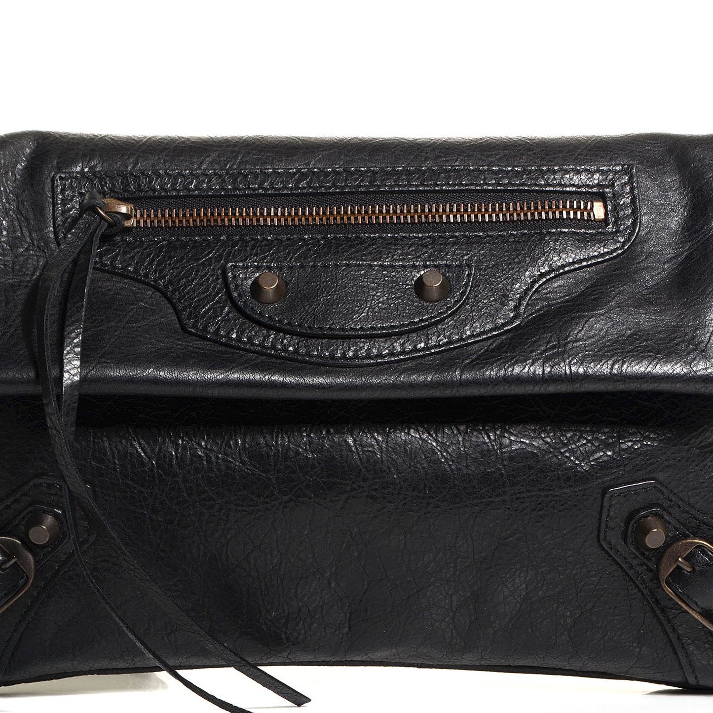 Agneau Classic Hardware Envelope Clutch Black