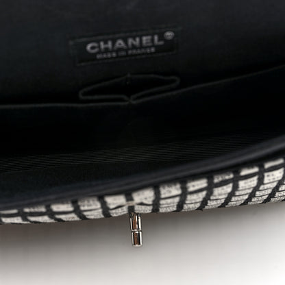 Chanel Ribbon Tweed Medium Double Flap Black White 5 of 10
