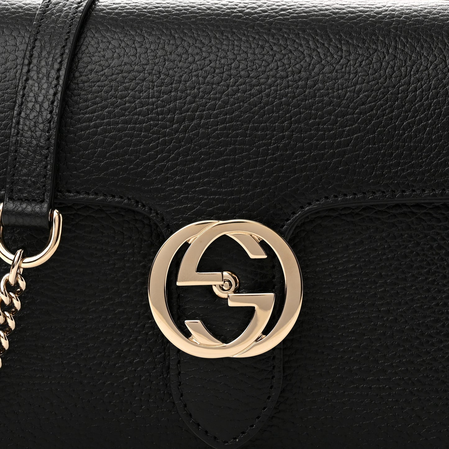 Dollar Calfskin Small Interlocking G Shoulder Bag Black