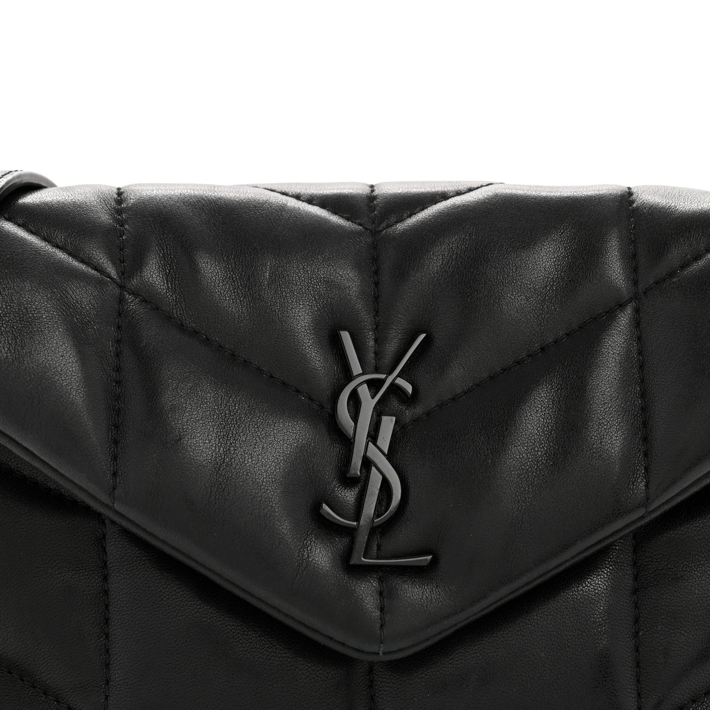 Lambskin Quilted Toy Loulou Puffer Monogram Monochrome Chain Satchel Black