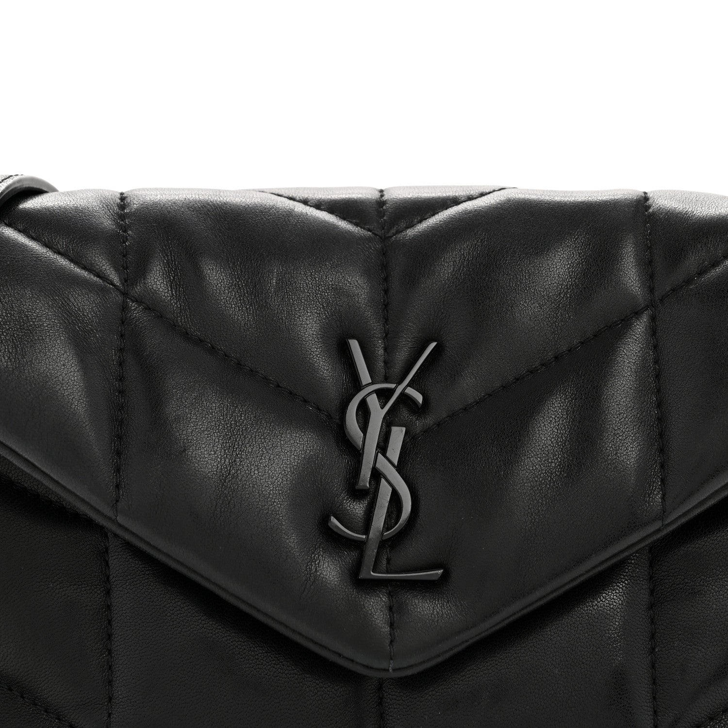 Saint Laurent Lambskin Quilted Toy Loulou Puffer Monogram Monochrome Chain Satchel Black 8 of 12