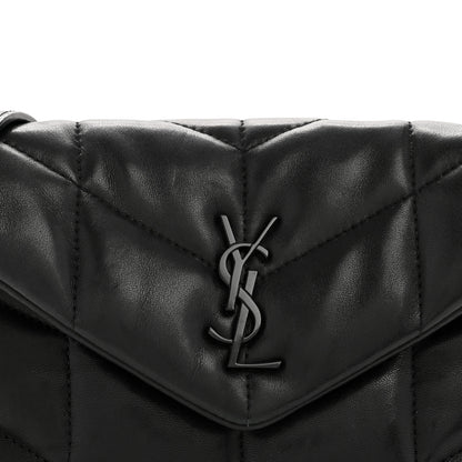 Saint Laurent Lambskin Quilted Toy Loulou Puffer Monogram Monochrome Chain Satchel Black 8 of 12