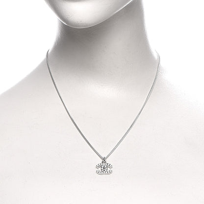 Chanel Crystal Timeless CC Necklace Silver 2 of 6