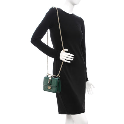 Valentino Garavani Vitello Mini Glam Lock Rockstud Flap Green 2 of 7