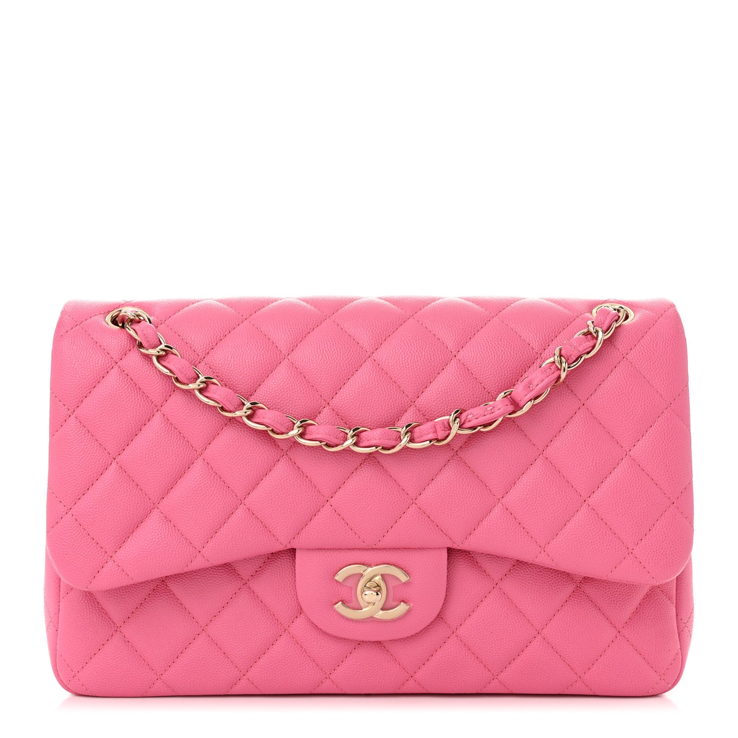Caviar Quilted Jumbo Double Flap Pink