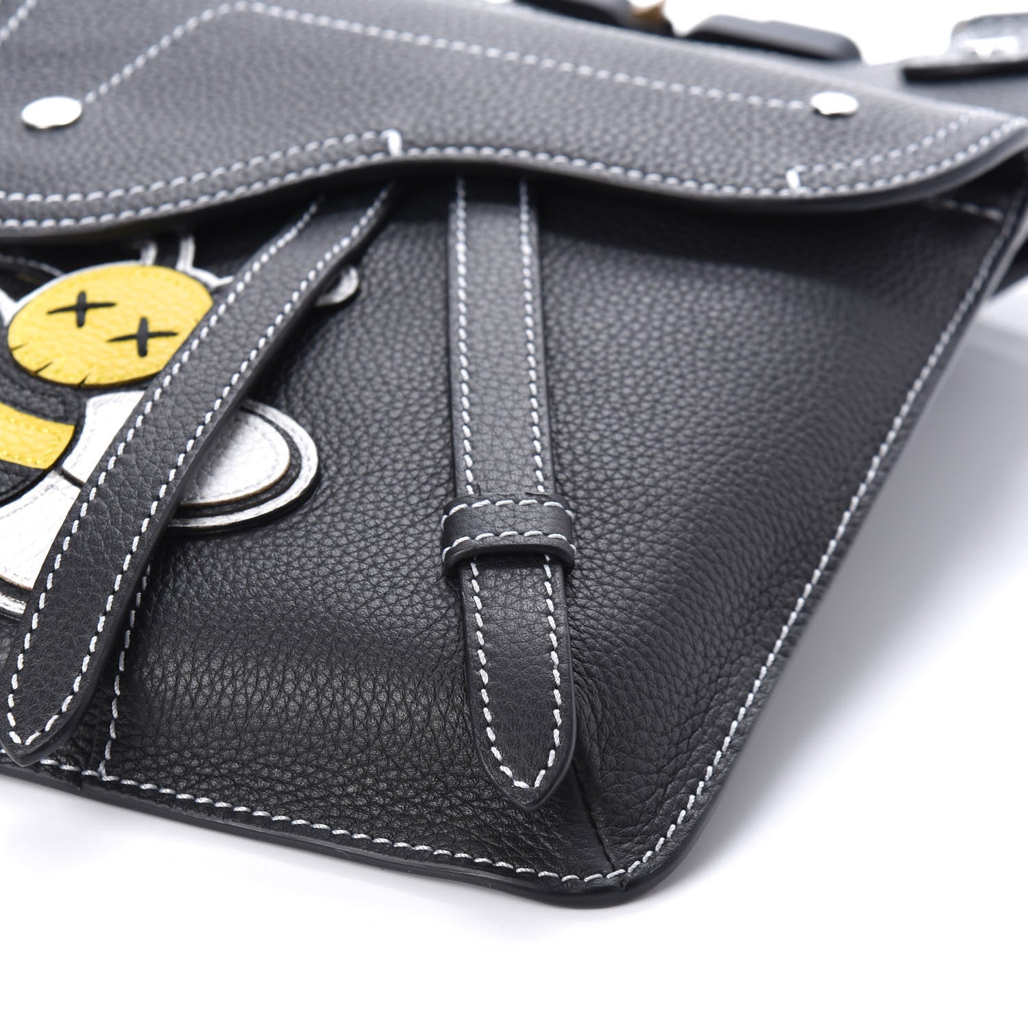 Christian Dior X KAWS Grained Calfskin Bee Saddle Pouch Black 9 of 9