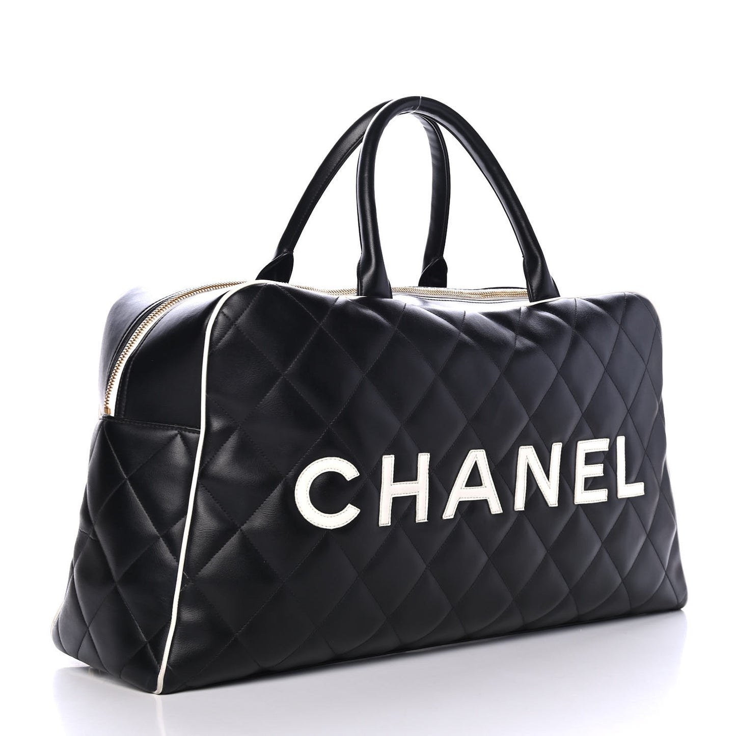 Calfskin Quilted Large Bowler Black