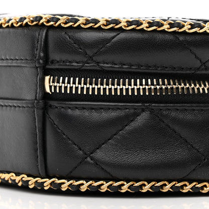 Chanel Lambskin Quilted Chain CC Round Clutch With Chain Black 10 of 10