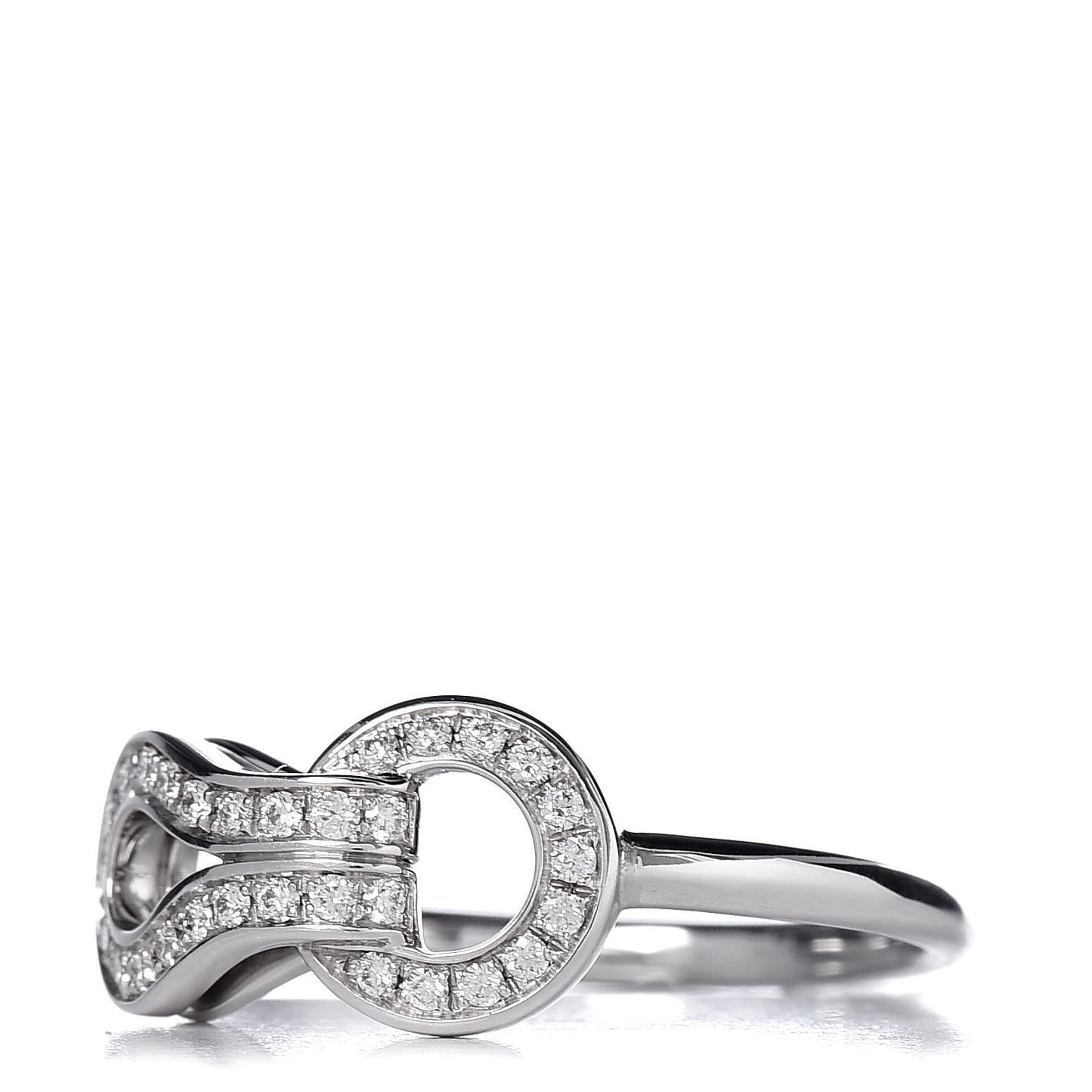18K White Gold Diamond 8mm Agrafe Ring 48 4.5