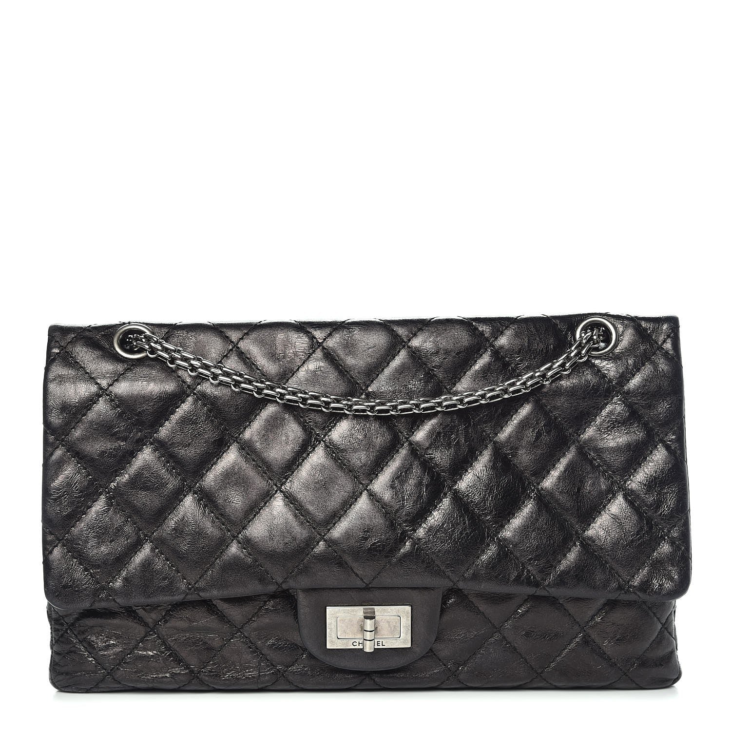 Chanel Metallic Aged Calfskin Quilted 2.55 Reissue 227 Flap Dark Silver 11 of 18