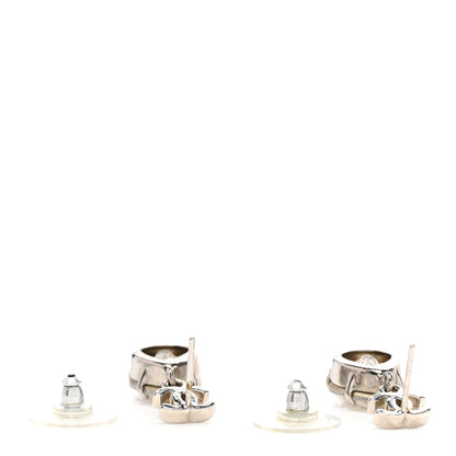 Chanel CC Crystal Teardrop Dangle Earrings Silver 3 of 4