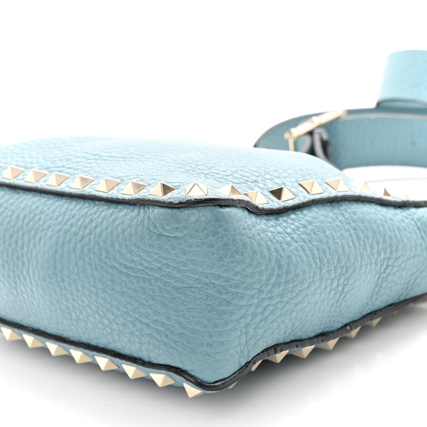 Pebbled Calfskin Mini Rockstud Flip-Lock Messenger Bag Atlantique